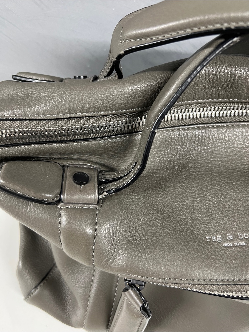 Rag & Bone Leather Crossbody Satchel in Olive Gray - Picture 10 of 16